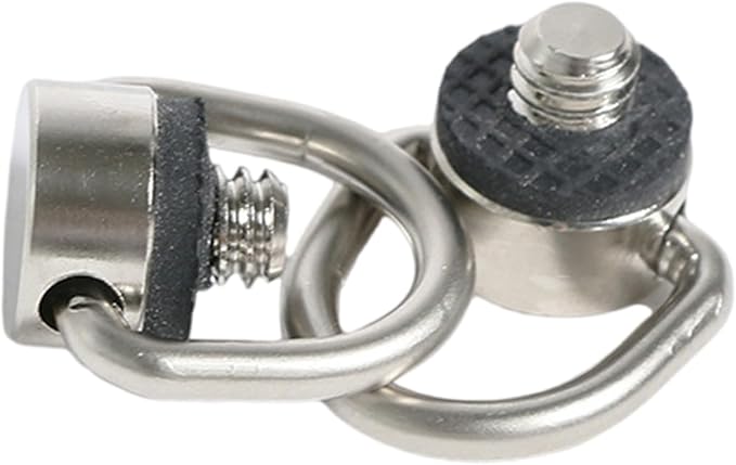 Stainless Steel D Rings Screw, 1/4" 20 Camera Fixing with Rubber Padded for Tripods DSLR Shoulder Straps D Rings