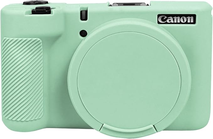 EASY HOOD V1 Case, Silicone Camera Cover with Removable Lens Cover, Soft Protector Lightweight Carrying Body Skin for Canon PowerShot V1 Digital Camera - Light Green