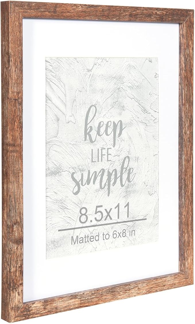 kennethan 8x11 Picture Frame Rottern Brown Set of 5, Wooden Poster Frame for Tabletop and Wall Mounting Display for Home, Office,Gallery,Holiday with Photos, Posters, Puzzles
