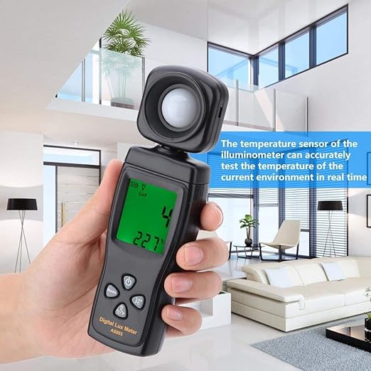 Cheffort Digital Lux Meter, Illuminometer, Photometer, 0～200,000 Lux Measure Range, Lux/FC Unit Selection for Homes, Agriculture, Warehouses, Farms, Stage, Stadiums