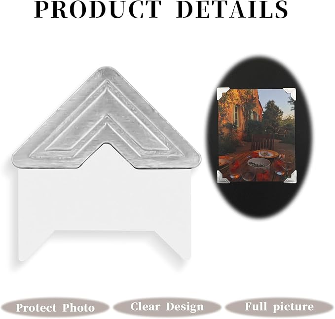 240 Pcs Silver Photo Corners Self Adhesive Picture Corners, Scrapbook Photo Corner Stickers, Photo Mounting Corners for Photo Album, Picture Frames, Journal, 10 Sheets