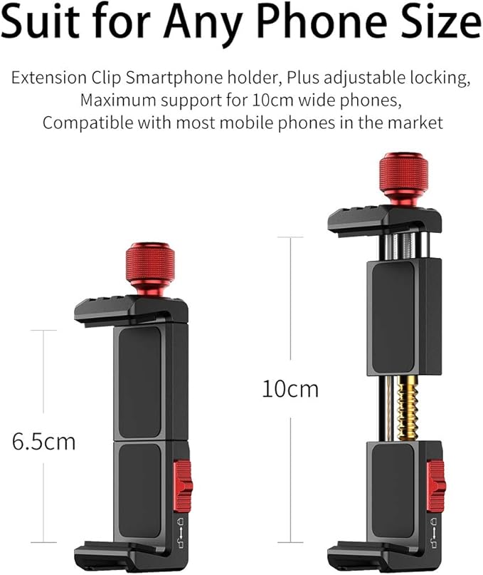 Cell Phone Tripod Mount, ULANZI ST-14 Smartphone Tripod Mount Adapter Aluminum with Cold Shoe, 360° Cell Phone Stand Holder Clamp for iPhone17 16 15 14 13 12 11 Max Pro iPhone X XR Xs 6 7 Plus