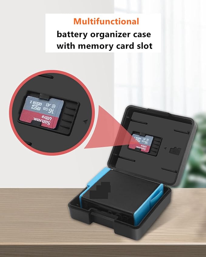 Besvalo Pack of 5 Protective Storage Case Compatible with Battery of Gopro Hero 5/6/7/8/9/10/11/12/13 Black Cameras, Multifunctional Battery Case Organizer Boxes with Memory Card Slot