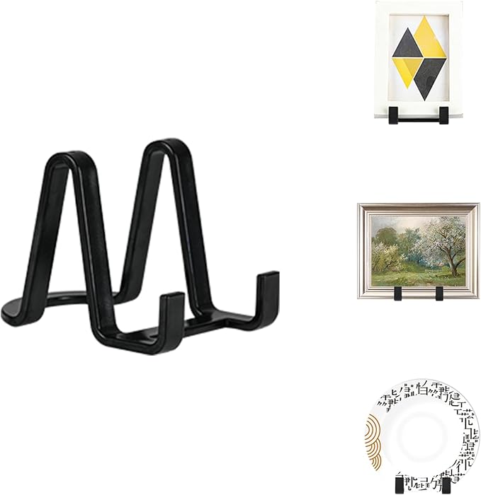 Artliving Plate Stands for Display - Plastic Easel Stand Plate Holder Display Stand Picture Frame Stand for Pictures | Photo|Decorative Plate |Dish | Tabletop Art - 3 inch-Black