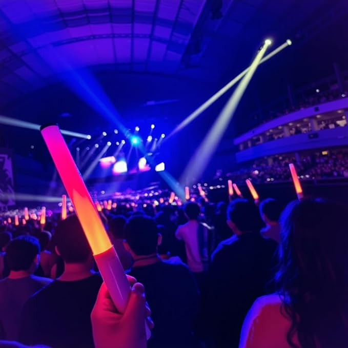 LED Glow Sticks Reusable Glow Party Favor Supplies Multicolor Light Up Stick Idol Concert LED Flashing Bright Glow Lightsticks for Wedding, Birthday, Raves, Concert, Halloween, Christmas (White-2Pack)