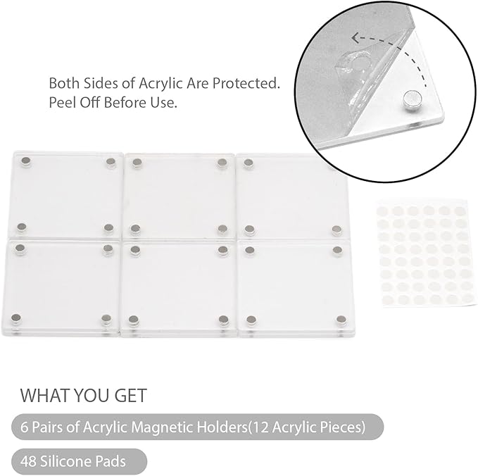 GDSZDDXX Premium Acrylic Magnetic Reversal Film Holders, 6 Packs Archival Storage High Transparency Display Holder for Reversal Film 35mm