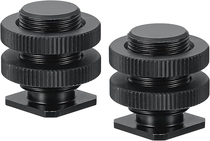 PATIKIL Male 5/8" to Female 1/4" Camera Hot Shoe Mount, 2 Pack Flash Cold Shoe Mount Tripod Screw Adapter for DSLR Rig, Black