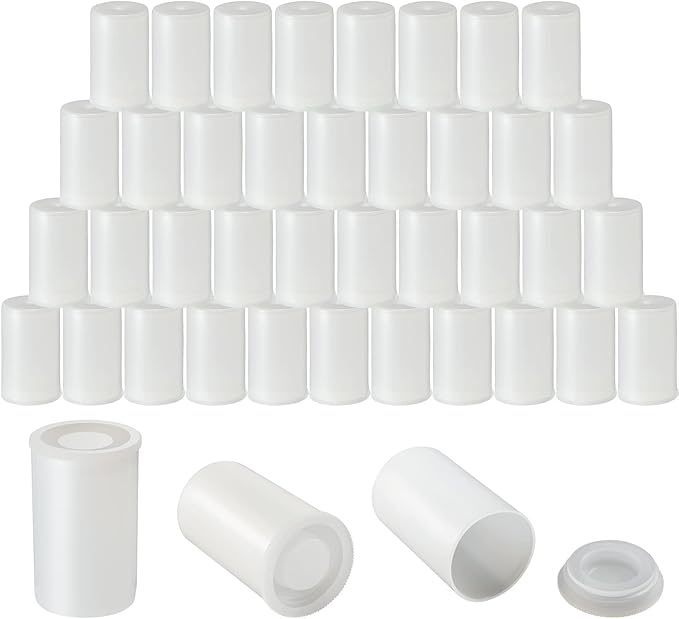 JOVITEC 100 Pieces Plastic Film Canister Holder 35 mm Empty Camera Reel Containers Storage Containers Case with Lids for Small Accessories Fish Hook Film Beads (White)