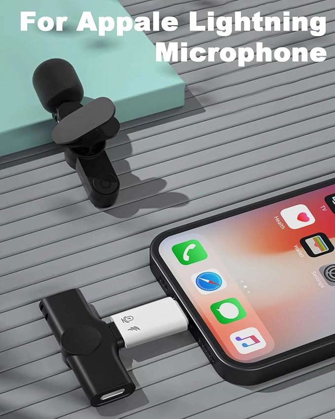 Duttek USB C to Lightning Microphone Adapter for iPhone Wireless Lavalier Microphone, Type C Male to Lightning Female Adapter Compatibility with iPhone 16/15 Series, Not for Headphone and Data 2 Pack