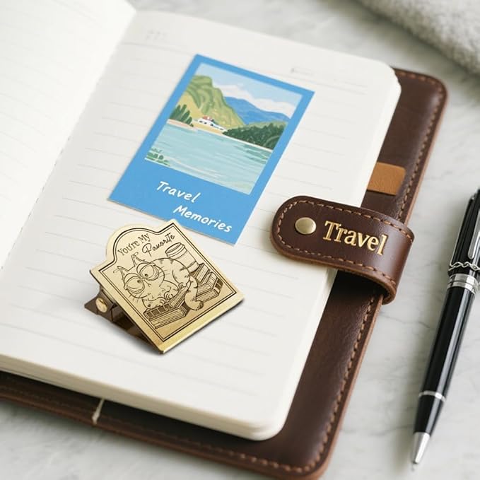 ANATTASOUL Journal Clip Vintage Funny Cat and Book Metal Brass Clips, Decorative Heavy Duty Journal Page Holder Clips for Book, Paper, Bookmark