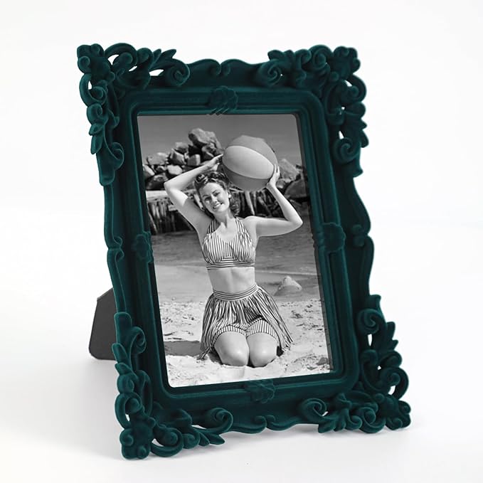 4x6 Picture Frame Green for Wall Tabletop, Vintage Baroque Decorative Photo Frame for Travel Snapshots Portraits Landscapes, Antique 6x4 Frame Gift for Birthday Mother's Day Wedding (Green)