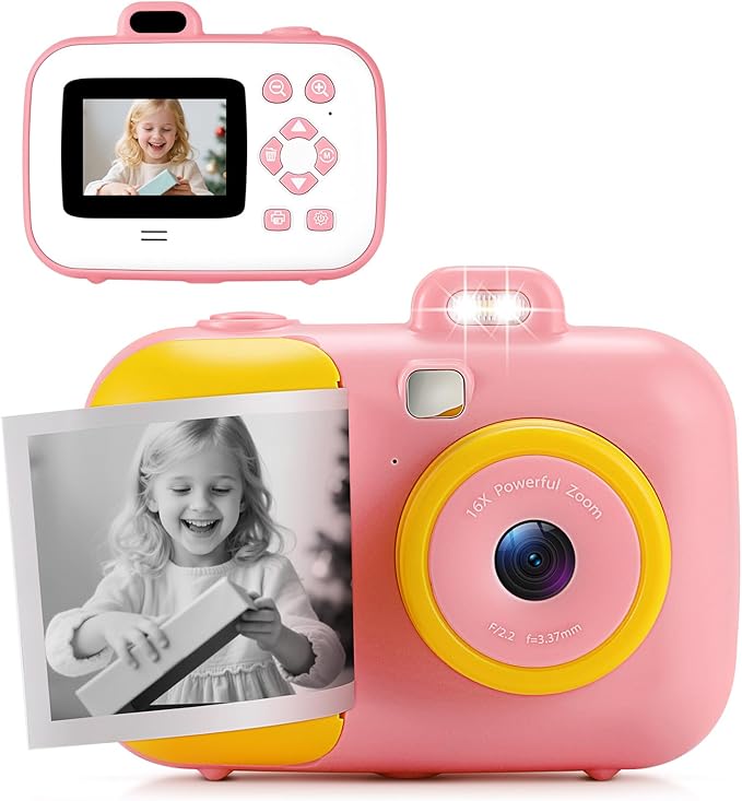Kids Camera Instant Camera for Kids with 3 Roll Print Paper, Instant Print Camera with 32GB SD Card, Girls Toys Age 6-8 Birthday for Girls Age 8-10