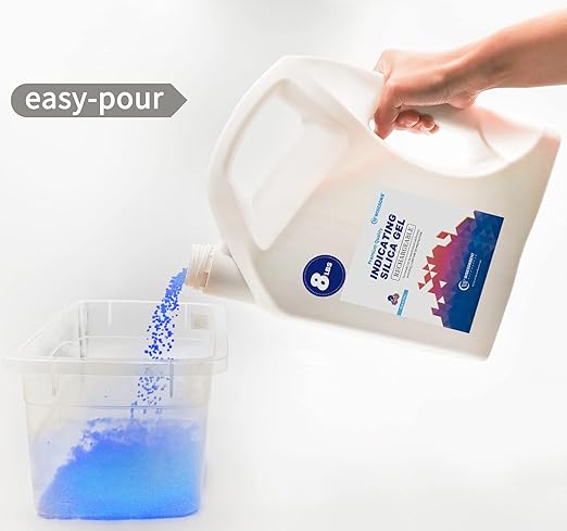 [Net Weight 48LBS] Blue Indicating Silica Gel Beads Desiccants - Rechargeable Desiccant Beads Silica Beads (Blue to Pink, 6 Packs of 8LBS)