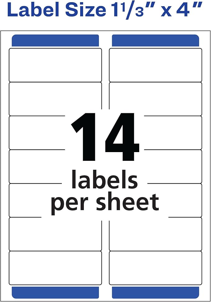 Avery Easy Peel Printable Address Labels with Sure Feed, 1-1/3" x 4", White, 1,400 Blank Mailing Labels for Laser Printers (5162)