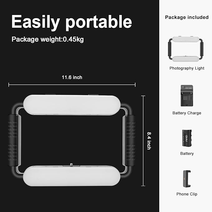 GVM Smartphone RGB Video Lighting Rig, Camera Video Stabilizer, Selfie Light Professional LED Ring Light, Compatible with Phone, Action Camera, YouTube, Vlogs, Filmmaking, Makeup & Video Recording