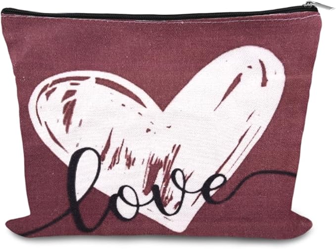 Anniversary Travel Makeup Bag Pouch Valentines Day Gifts for Womens Her Ladies Love Cosmetic Case Bag Heart Toiletry Bags Pouch Romantic Gf Graduation Gifts for Girlfriend Fiancee Wife Birthday Gift