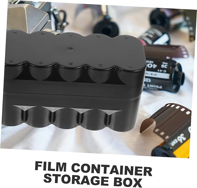 Gatuida Photo Organizer Storage Box Film Roll Canisters Black Storage Box Hard Case for Film Reel Containers