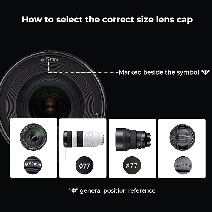 K&F Concept 55mm Lens Cap, 9-in-1 Center Pinch Lens Cover + Anti-Loss Keeper Leash + Microfiber Cleaning Cloth Kits Compatible with Nikon, Canon, Sony, Fujifilm Camera Lenses