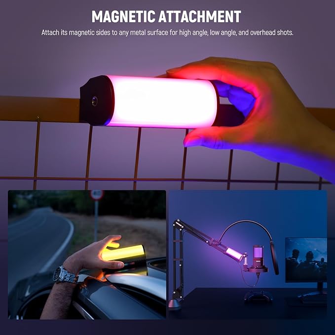 NEEWER Magnetic Handheld Light Wand with APP Control, 360° Full RGB Mini LED Video Light Stick with 2500mAh Battery, 2500K~8500K Dimmable CRI 97 with 17 Light Scenes for Photography Vlog TikTok, TL97C