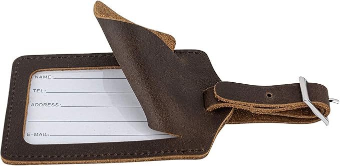 Genuine Leather Luggage Tags & Bag Tags 2 Pieces Set