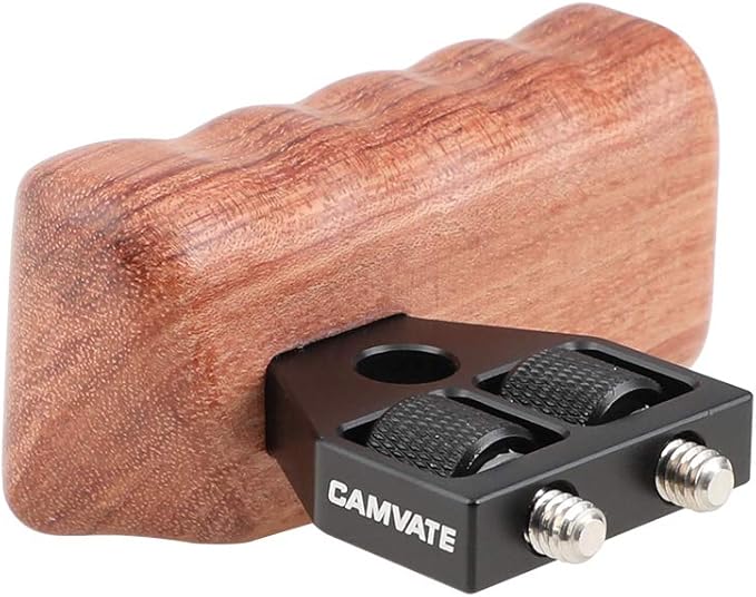 CAMVATE DSLR Wood Wooden Handle Grip Mount Support for DV Video Cage Rig (Left Hand) - 1242