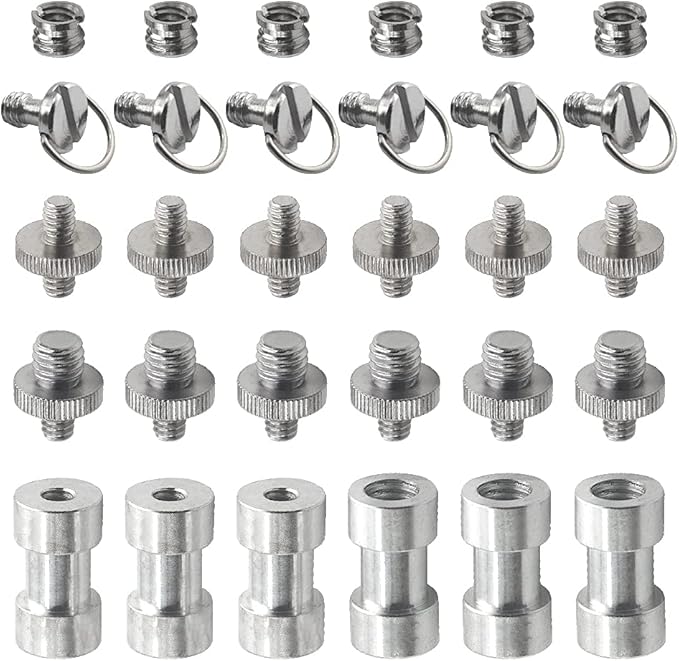 30Pack Camera Screw Set 1/4 Inch and 3/8 Inch Threaded Screws Adapter Hot Shoe Adapter Mount Set for Camera/Tripod/Mono-pod/Light Stand