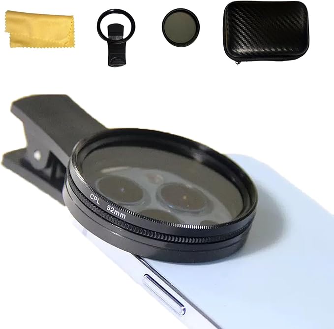STARGAZ 52mm Clip-On CPL Phone Camera Filter, Circular Polarizer Filter with Upgraded Clip, Cpl Filter for iPhone 15 14 13 12 Pro Max, Samsung BLU Moto Google TCL Phone Xiaomi and Other Smart Phoness