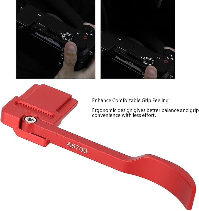 Thumb Up Grip for A6700 Cameras, Metal Thumb Up Rest Hand Grip, Hot Shoe Thumb Grip, for Stable and Hand Hold (Red)