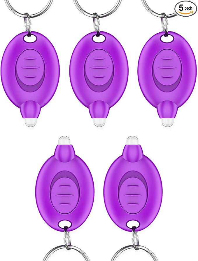 Uniclife 5 Pack Mini UV LED Keychain Flashlight Portable Purple Light Detector for Currency 10 Lumen LED Keychain Light Battery Powered Fluorescent Torch for Pet Urine Scorpion Passport