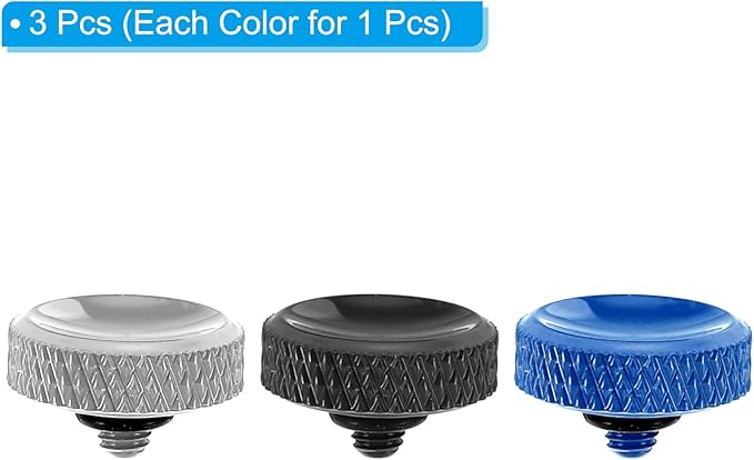 PATIKIL Camera Shutter Button, 3 Pack Soft Shutter Release Button Pure Copper Camera Button Carved Suitable for Nikon for Fujifilm for Leica DSLR/SLR Camera, Blue Black Silver