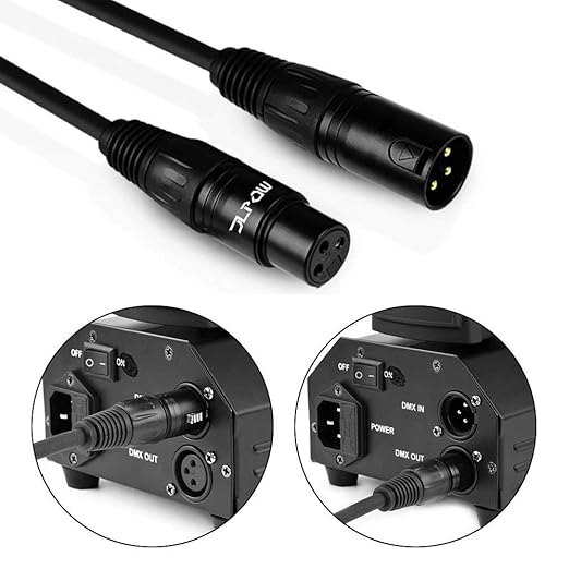 6ft DMX Cable, Gold-Plated 3 Pin Signal XLR Male to Female DMX Cable Wire, Best for DJ Stage Lighting Moving Head Lights Par Light (4 Pack)