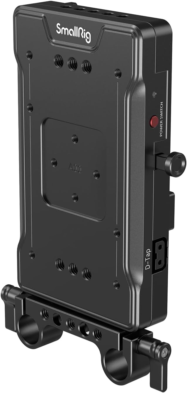 SmallRig V Mount Battery Adapter Plate with PD 65W USB-C Quick Charger, QC protocol USB-A, D-TAP, 8V & 12V DC Port, 15 mm Rod Clamp and Light Indicator, for Camera, Monitor, Transmitter, Phone - 3203B