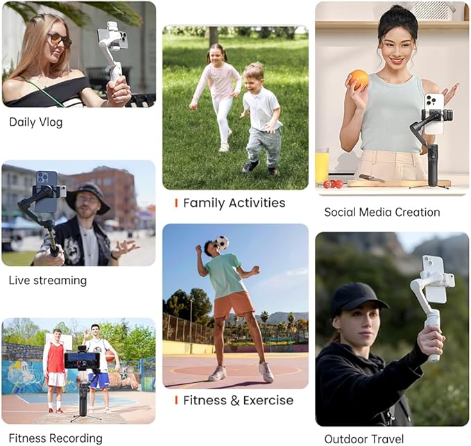 hohem iSteady X3 Gimbal Stabilizer for Smartphone,Portable Foldable 3-Axis Phone Gimbal with Magnetic Fill Light,Detachable Remote Control,Built-in Extendable Rod&Tripod for Travel/Vlog/TikTok - Grey
