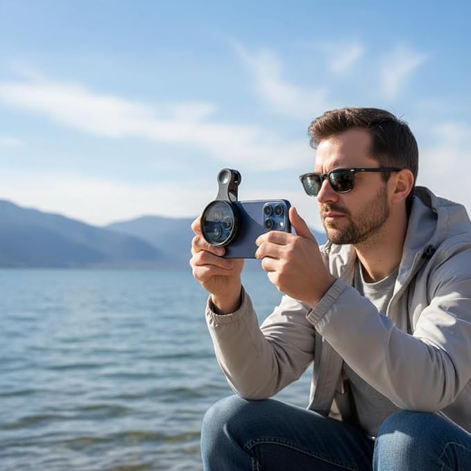 52mm Clip-on CPL Phone Camera Lens Filter Kit, Circular Polarizer Polarizing Filter Compatible with iPhone 17 16 15 14 13 12 11