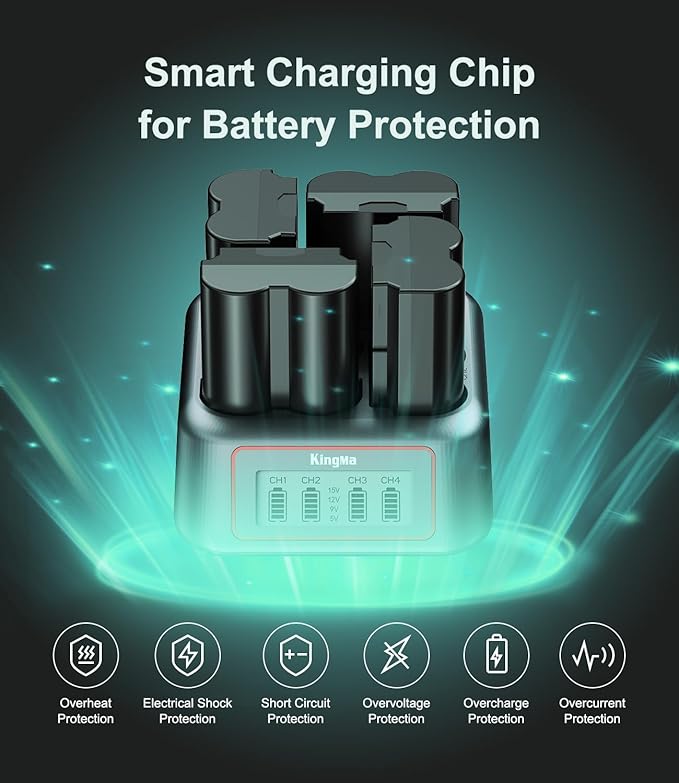 King Ma NP-W235 Battery Charger,4 Channel for Fujifilm Battery Charger，PD 45W Fast Charging with LED Display,Compatible with Fujifilm X-H2、X-H2S、X-T5、X-T4、X-S20、GFX 50S、GFX 50S2、GFX 100S