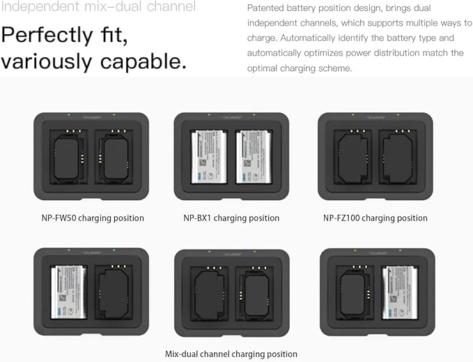 ISDT NP2 Air NP-fz100 NP-FW50 NP-BX1 Battery Charger 90 Mins Full Charge Max 25W Type-C Input Dual Channel Cybershot Charger Compatible for Sony A9 A7III A7RIII / Various Cameras Batteries