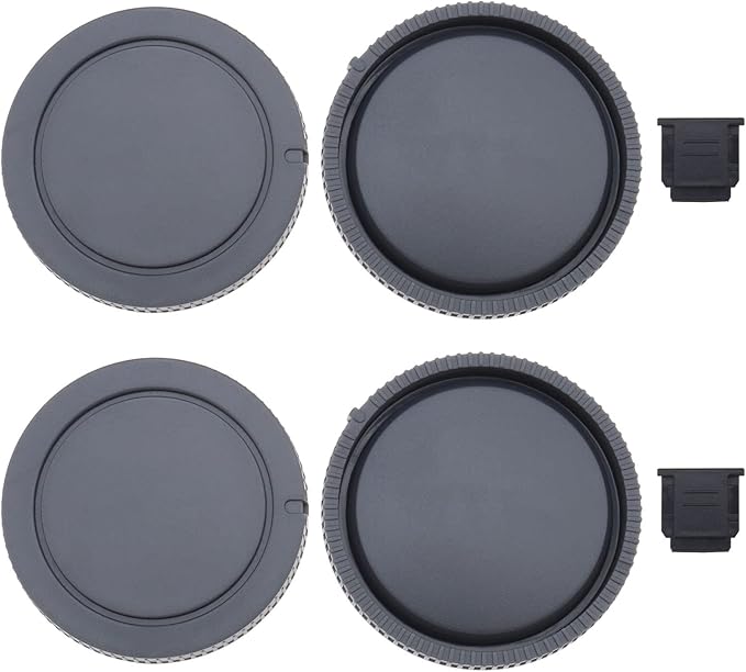 The Lord of the Tools 2 Sets Body Cap Rear Lens Cap Hot Shoe Cover Replacement Set Compatible with Sony Cameras with E-Mount Plastic Camera Accessories Grey