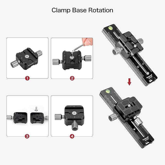 Koolehaoda 240mm Professional Rail Nodal Slide Metal Quick Release Clamp,Dual Dovetail Camera Bracket Mount with Double-Sided Clamp can be Rotated 90°, for Camera with Arca Swiss Compatible