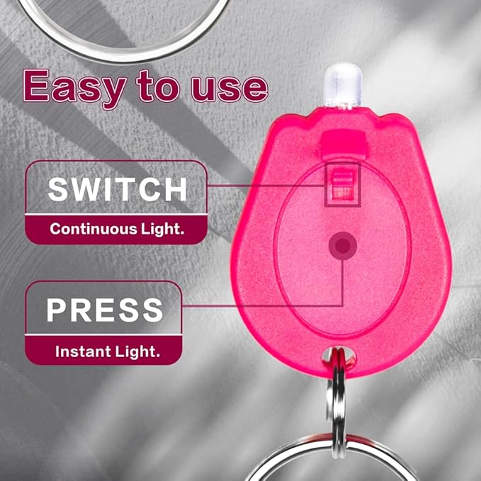 10 Pack Ultra Bright Mini LED Keychain Flashlight, Small Key Ring Flashlight, Portable LED Keychain Light for Outdoor Activities Emergency Light - HotPink Shell