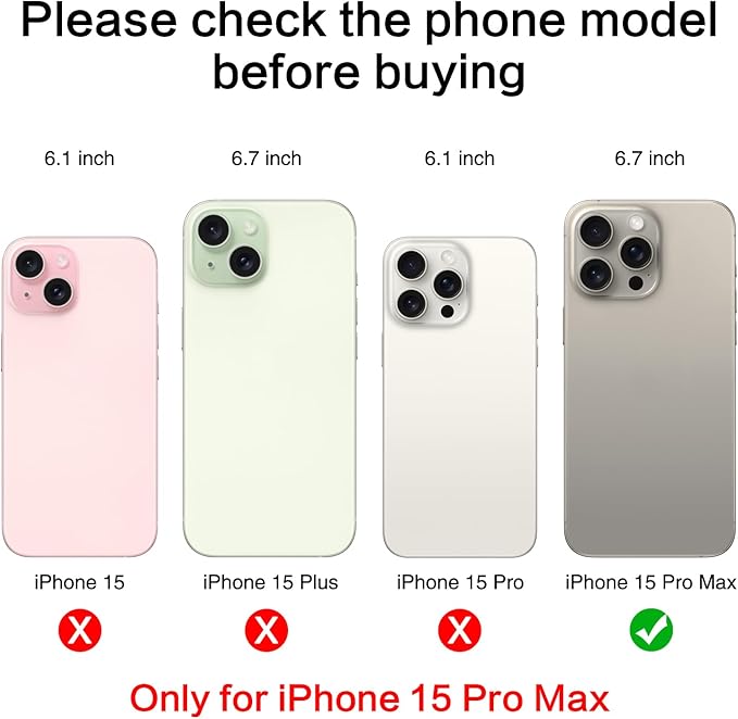 ASDAWN Back Rear Camera Lens Glass Replacement for iPhone 15 Pro Max 6.7 Inches with Pre-Installed Adhesive, ASDAWN Back Camera Lens Glass kit with Installation Manual + Repair Tool Set