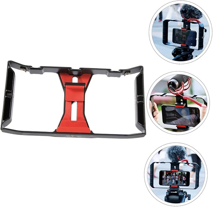 Smartphone Radio Rig Handheld Camera Holder for Filmmaking Vlogging and Live Streaming Portable Phone Bracket Compatible with Smartphones for and Black Red