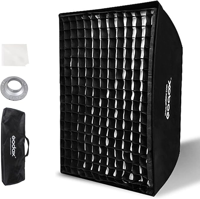Godox FW60x90CM / 24"x36" Bowens Mount Strip Honeycomb Grid Softbox, Portable Softbox with Bowens Mount Speedring,Strip Soft Box with Grid for Studio Strobe Flash Portrait Product Photography