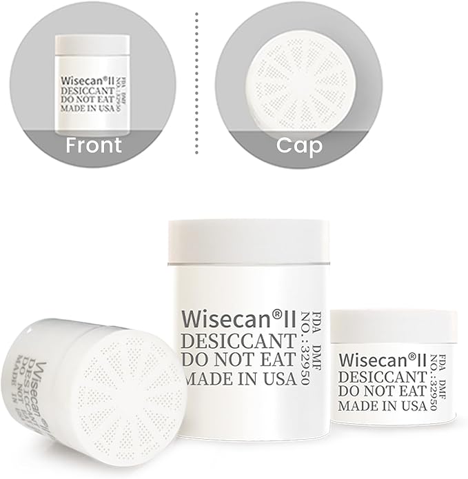 1 Gram 1000 Pack Silica Gel Canister, Desiccant Canister, Silica Gel Capsules, Desiccant Capsules, Moisture Absorbers for Food Storage, Food Safe Dehumidifiers Wisecan