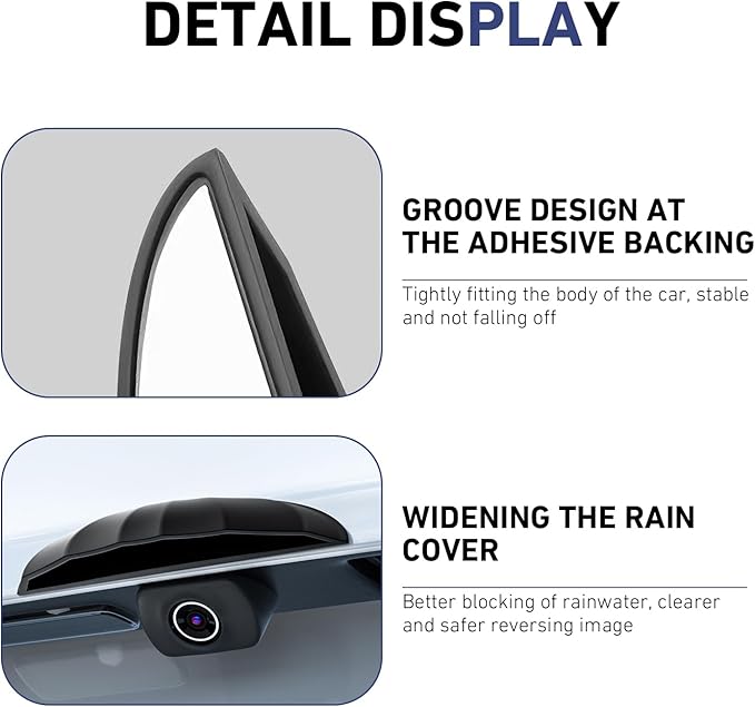Car Rear View Backup Camera Cover, ABS Back Up Camera Anti- Rain Protective, Auto Rear Camera Rain Cover with Wider Design, Universal Reversing Cameras Modification Accessories (Black)