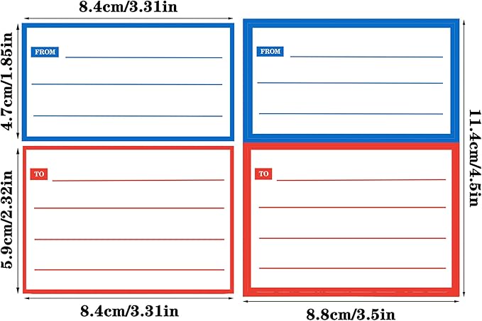 to from Return Address Mailing Labels 160pcs Blank Mail Shipping Permanent Adhesive Postage Guaranteed Stickers 4.5x3.5 Inch Handwriting to/from Gift Tags for School,Home&Office,Red Blue