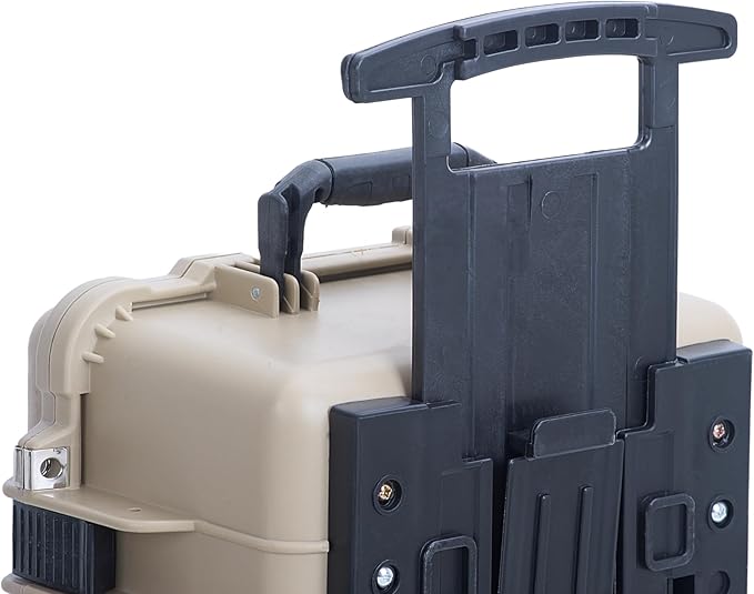 MEIJIA All Weather Rolling Waterproof Protective Case, Hard Camera Case,Dry Case with Retractable Pull Handle and Wheels,Foam Inserted, 22 x13.81x9inches (Desert Tan)