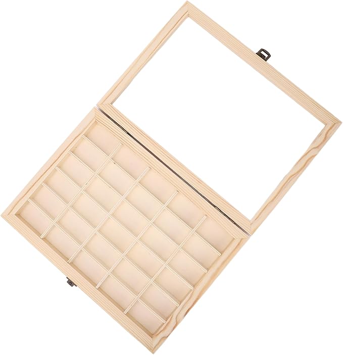 Wooden Film Cassette Display Case - 30 Slot 135 Film Storage Box, Minimalist Dust Proof Organizer for 35mm Camera Film - Solid Wood Photography Collectors Box (11.6x8.5x1.8in)