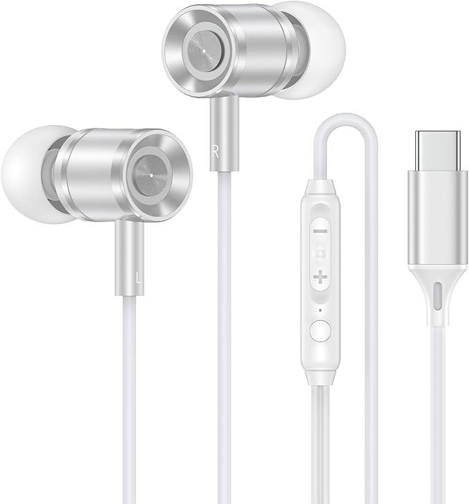 Wired Earbuds USB C Headphones for iPhone 17 Pro 17 Air 17 Pro Max 16e 16 Plus 16 Pro Max 16 Pro 15,Wired in-Ear Earphones USBC iPhone 17 Ear Buds with in-Line Microphone Call Control for Samsung S25
