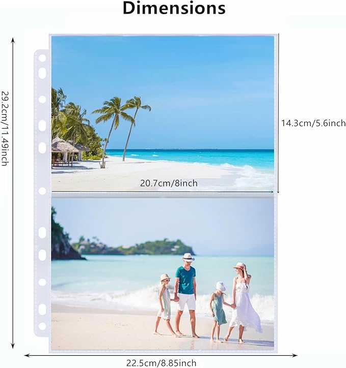 30Pack Photo Sleeves Holds 120 5"x7" Photos, Clear Photo Page Protector for 3 Ring Binder, Double-Sided Photo Album Refill Pages Photo Pockets Photo Sleeves Binder Sheets
