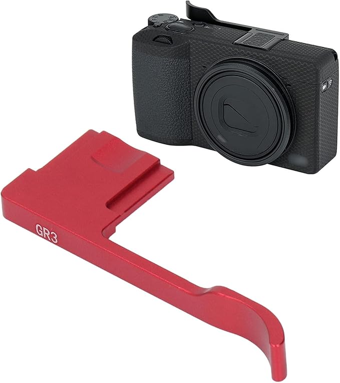Bewinner Metal Hot Shoe Thumb Up Grip for GR III GR IIIX, Ergonomic Aluminum Alloy Hand Grip Camera Accessory (Red)